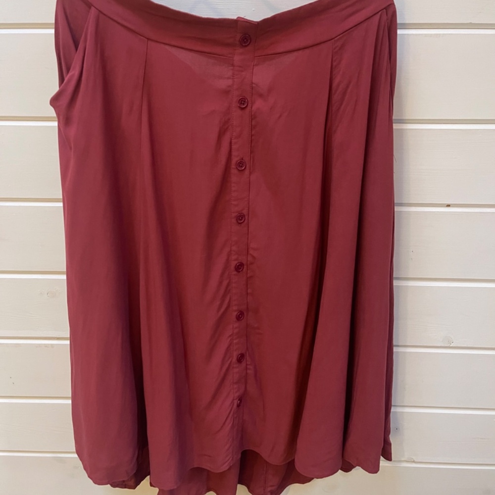 Burgundy Button Down Skirt